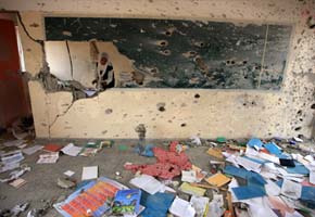 Sekolah Khalil al-Nubani di Bandar Gaza, dimusnahkan Israel pada 27 Disember 2008.